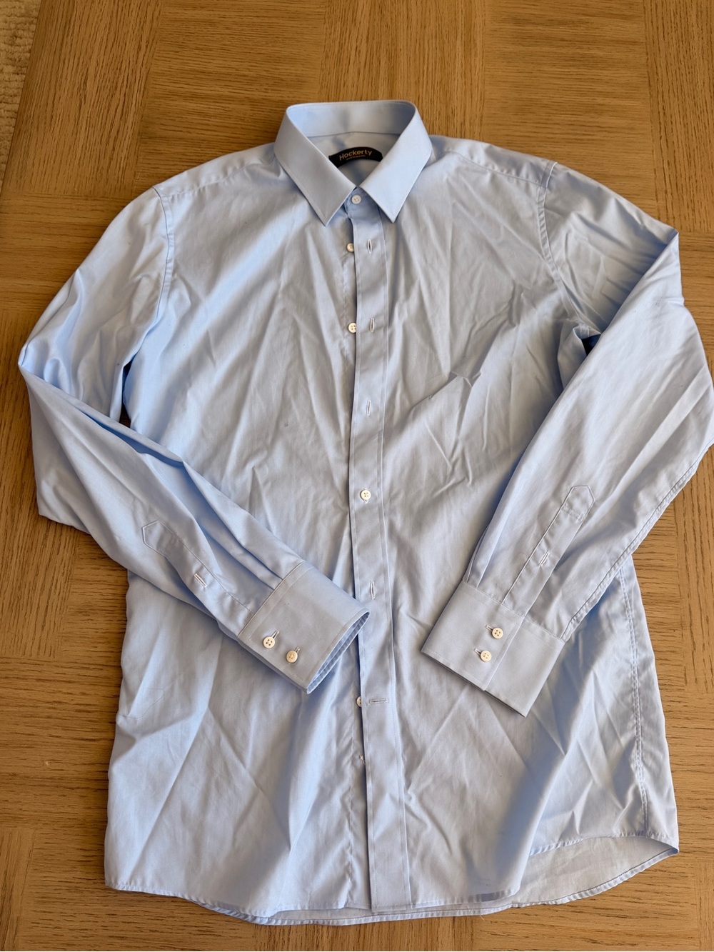 Men’s Hockerty Blue Shirt Long Sleeve Button Down SZ 42L Regular Fit